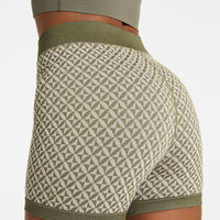 Mindful Knit Short - Dusty Olive Geo Shorts by Nimble - Prae Store