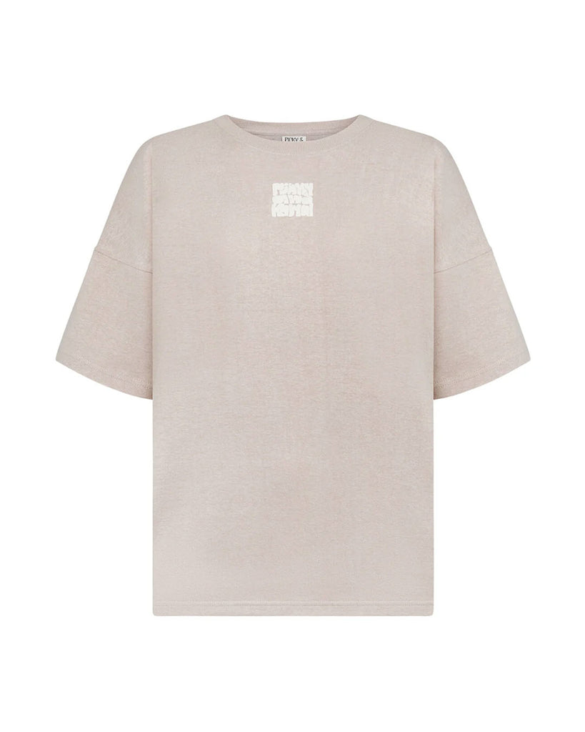 Oversized Hemp Bubble Logo T-Shirt - Sand Activewear by Pinky & Kamal - Prae Store