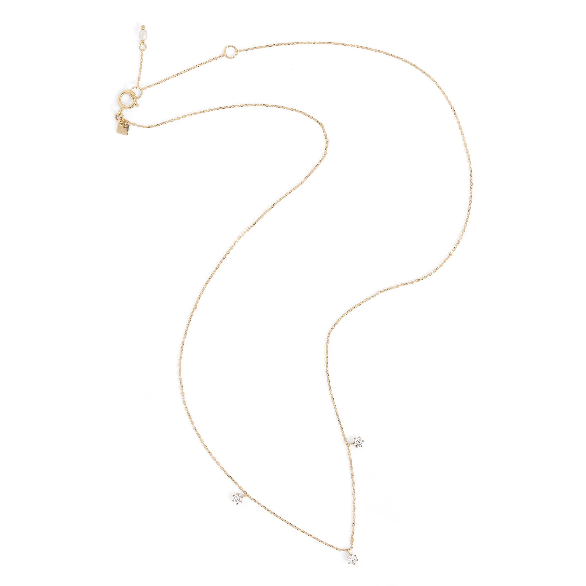 14k Gold Droplets Diamond Necklace - Prae Store