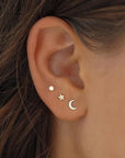 14k Gold Over The Moon Studs - Prae Store