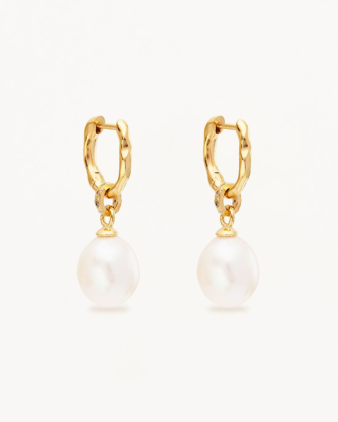 Gold Embrace Stillness Pearl Hoops Jewellery by By Charlotte - Prae Store