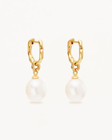 Gold Embrace Stillness Pearl Hoops Jewellery by By Charlotte - Prae Store