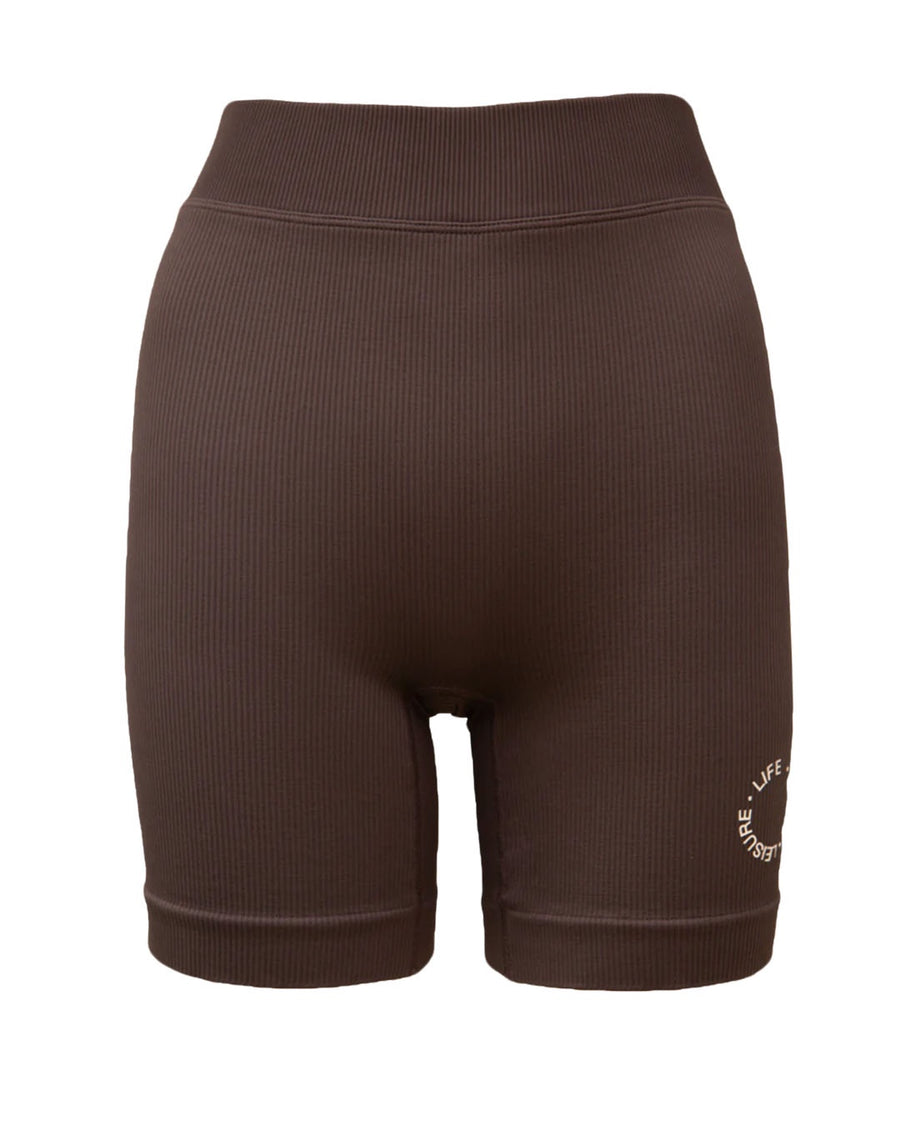 Fine Ribbed Biker Short - Dark Brown Shorts by Pinky & Kamal - Prae Store